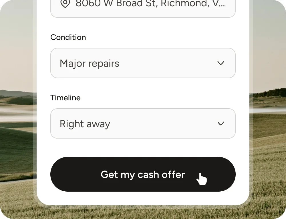 Offer request form with property address, condition and timeline fields